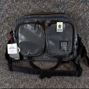 Topo Designs Apex Briefcase Global Travel Bag NWT Black Grid